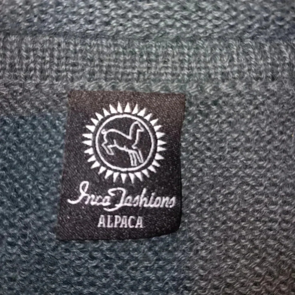 Men's Peruvian Inca crew neck sweater - Dark Gray - Picture 8 of 11